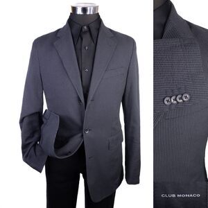 Club Monaco Gray Striped Cotton Sport Coat Jacket Blazer Sz 38L Three Button EUC